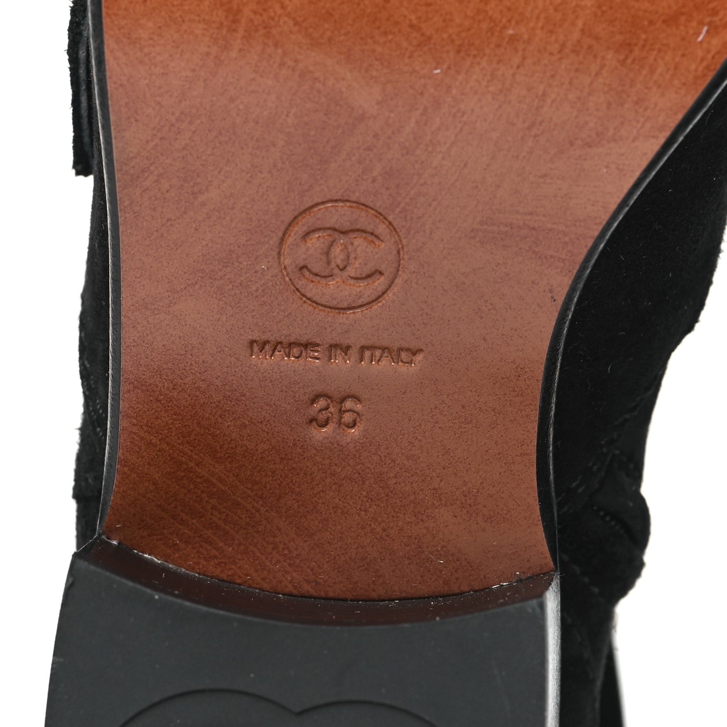 Suede Calfskin CC Turnlock Short Boots 36 Black