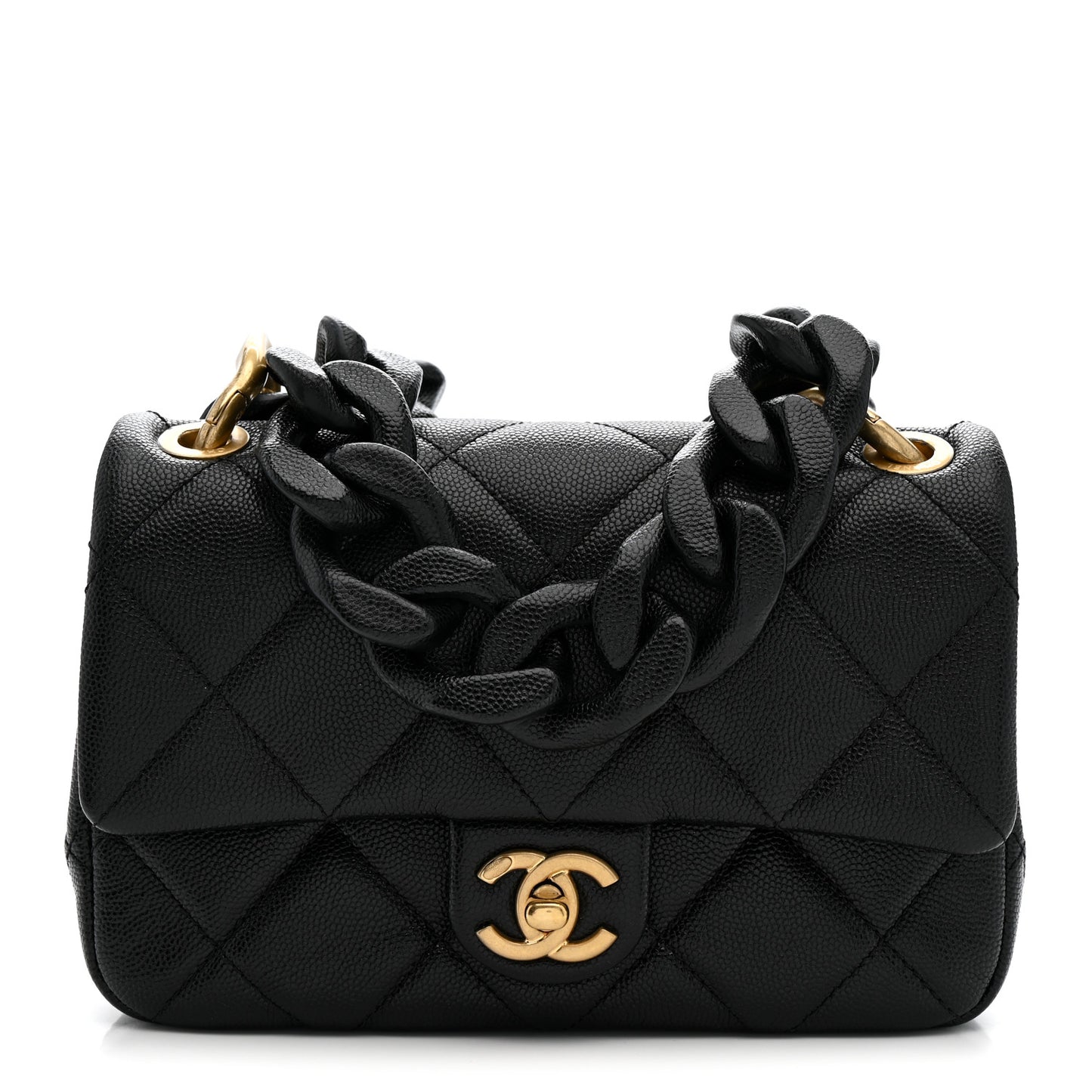 Caviar Quilted Funky Match Mini Flap Black