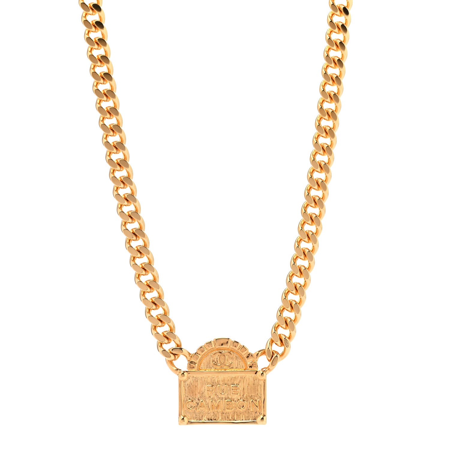Chanel Metal Chain Link CC Rue Cambon Choker Necklace Gold 1 of 7