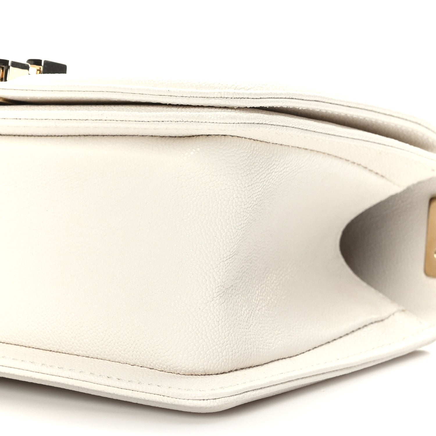 Chanel Caviar Chevron Quilted Small Boy Flap White 7 of 10