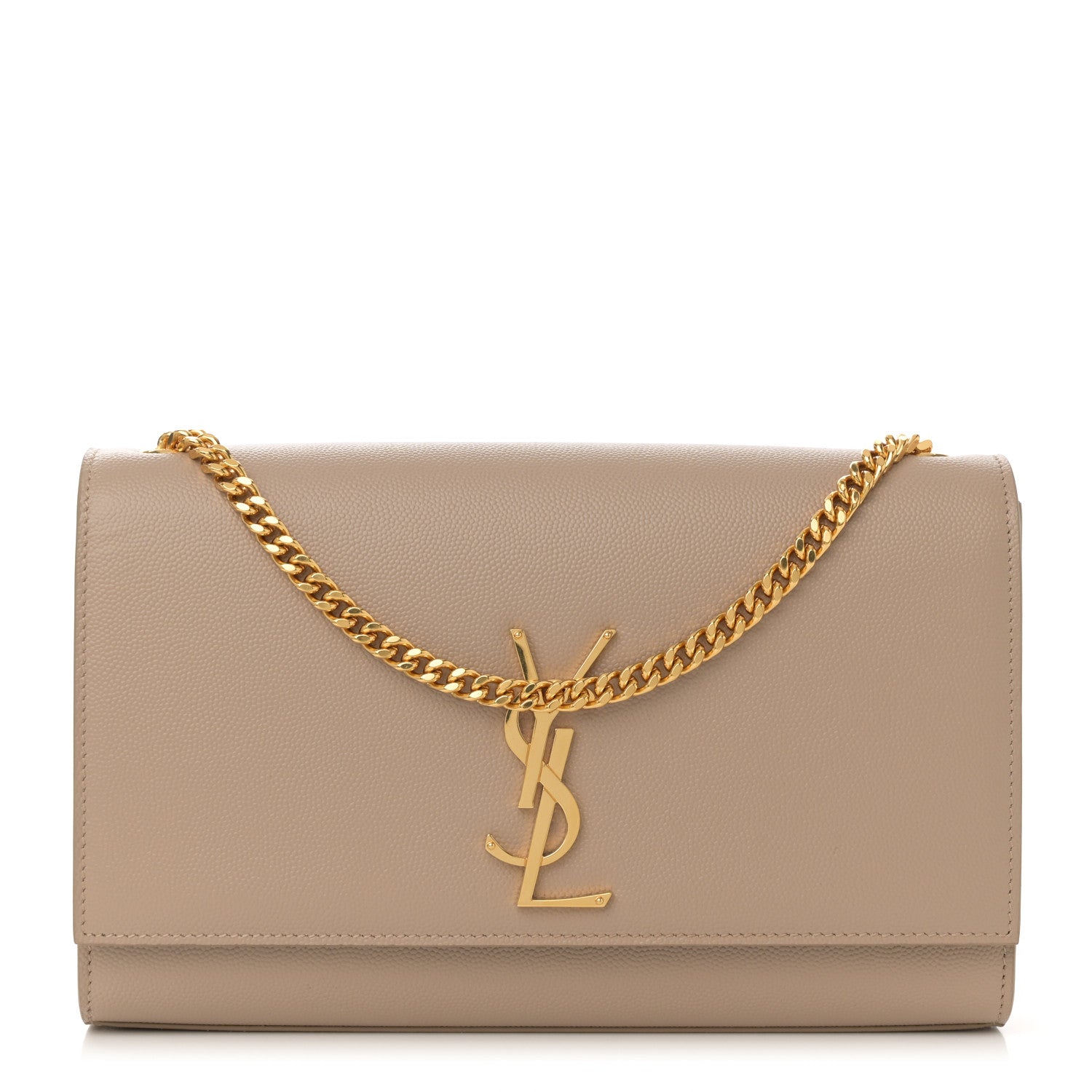 Saint Laurent Grain De Poudre Medium Monogram Kate Satchel Dark Beige 1 of 13