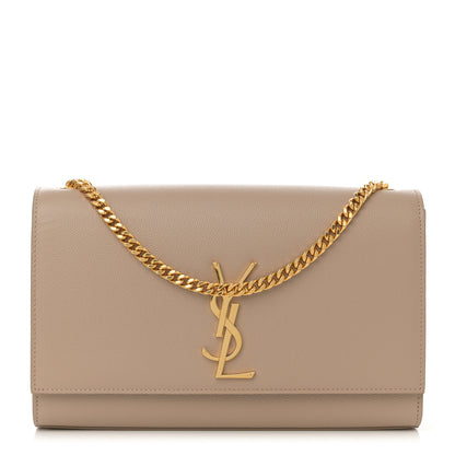Saint Laurent Grain De Poudre Medium Monogram Kate Satchel Dark Beige 1 of 13
