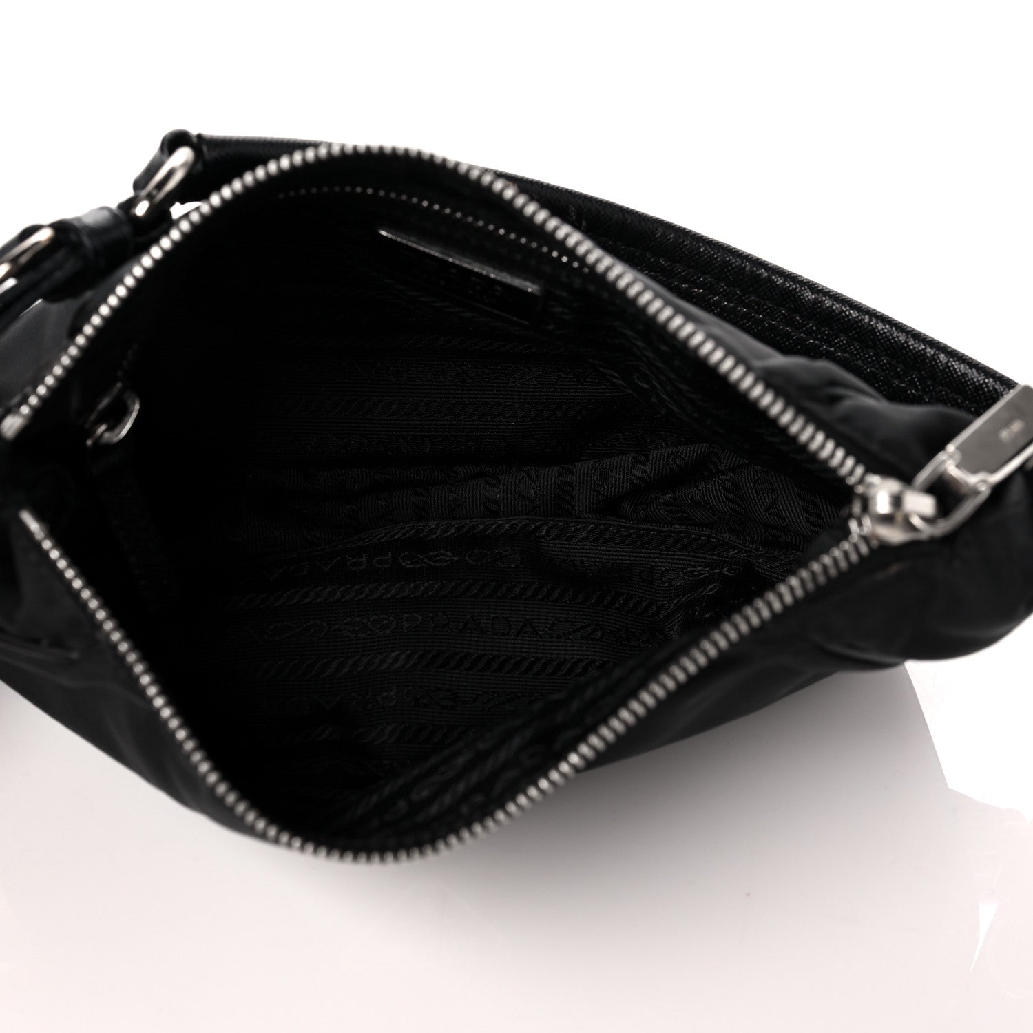 Prada Tessuto Nylon Saffiano Pochette Black 4 of 9