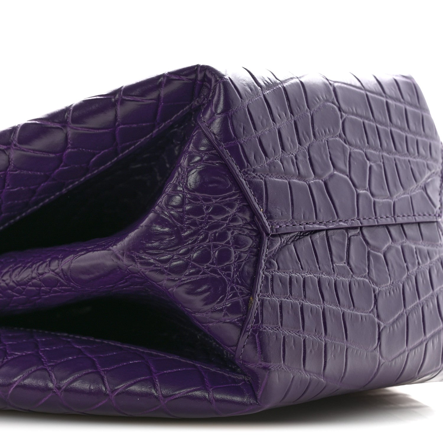 Bottega Veneta Calfskin Crocodile Embossed Doll Top Handle Bag Purple 9 of 11