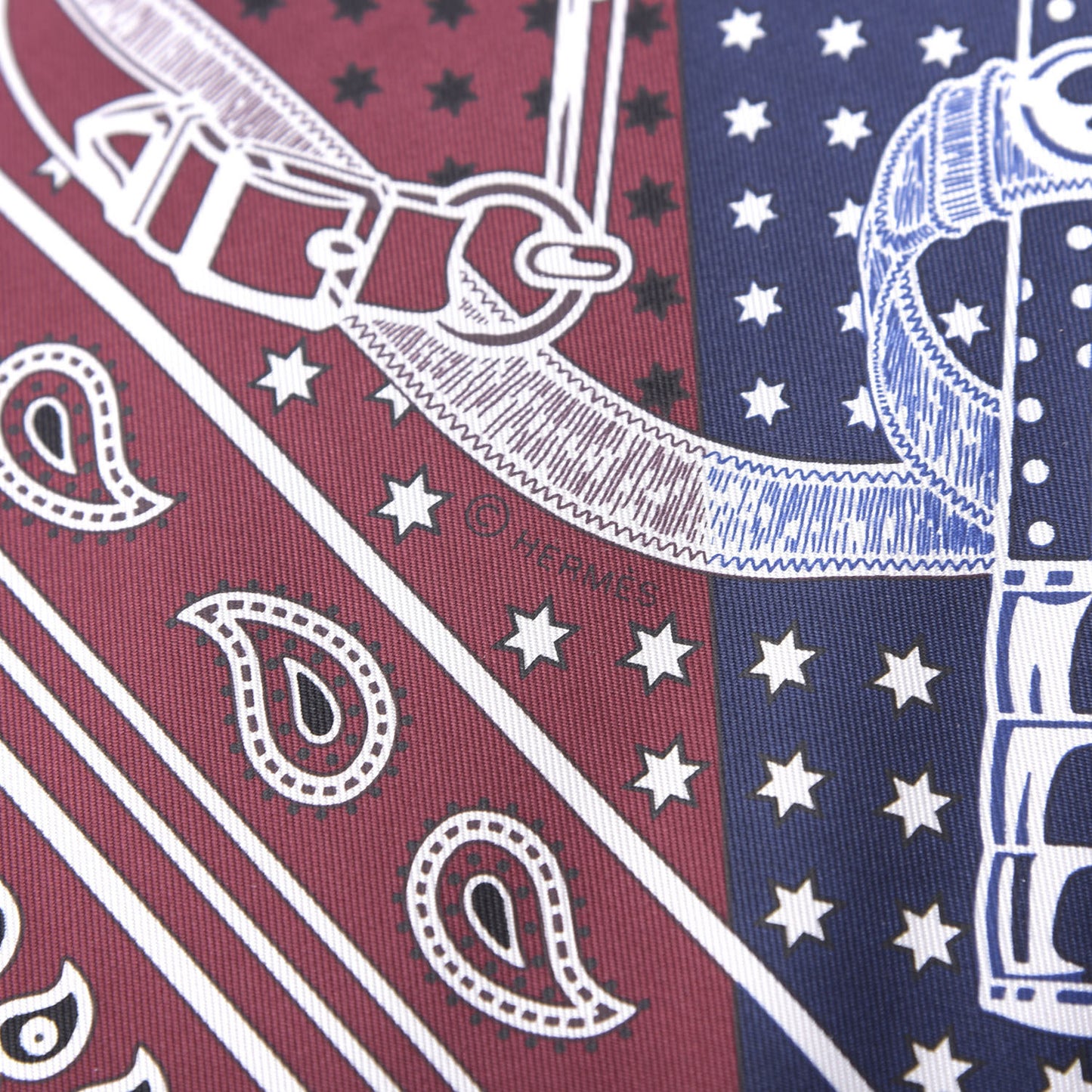 Silk Eperon d'Or Bandana Travelsilk PM Cube Bordeaux Bleu Marine