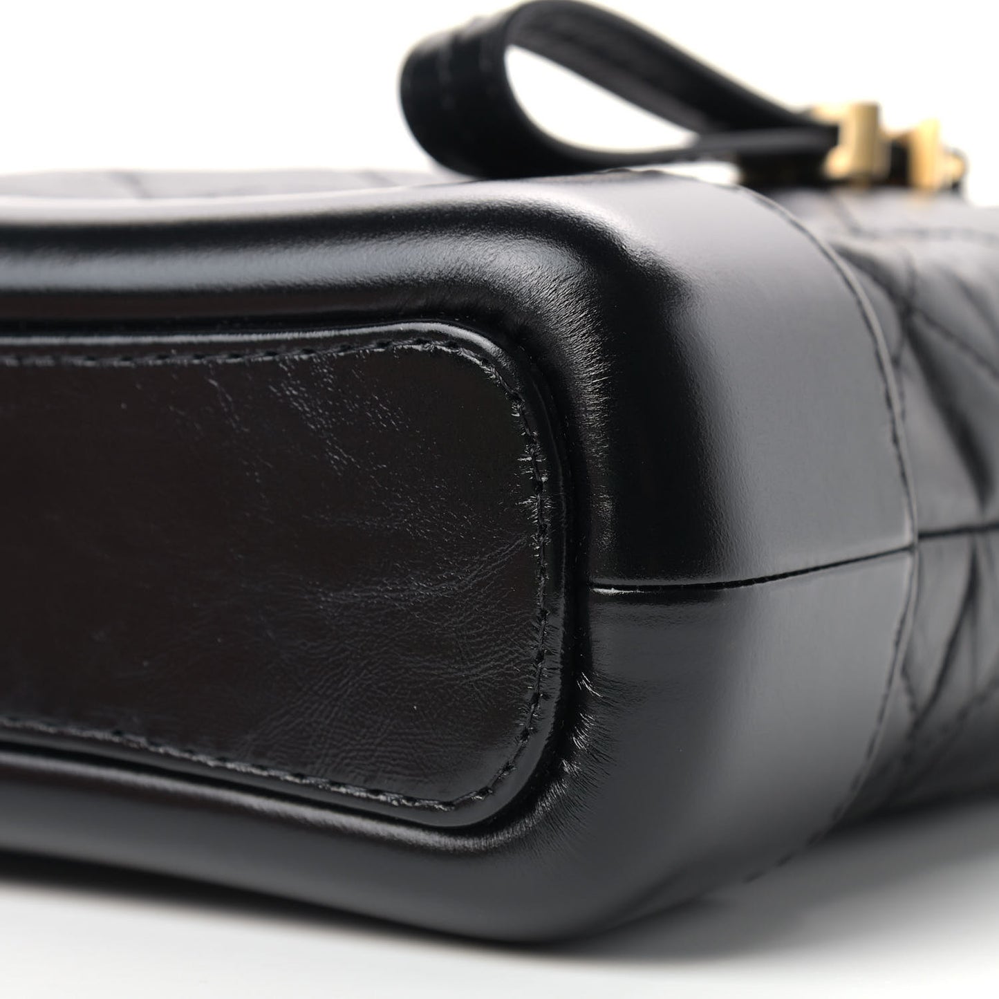 Aged Calfskin Quilted Small Gabrielle Hobo Black