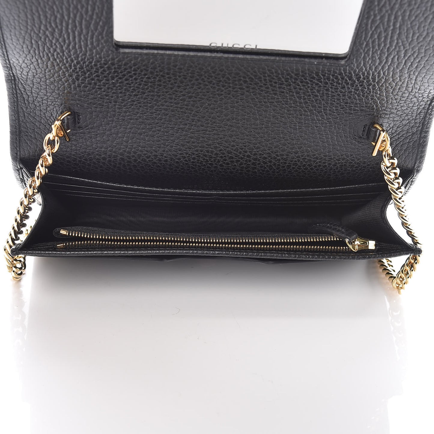 Calfskin Mini GG Marmont Chain Wallet Black