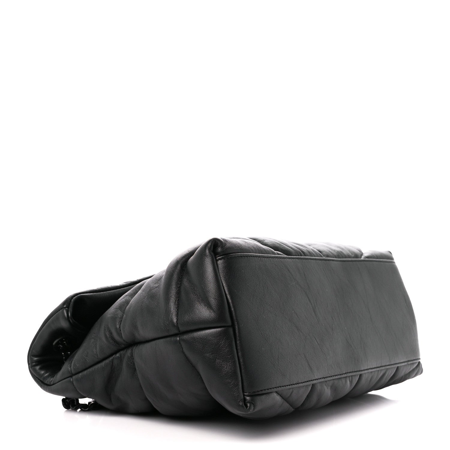Saint Laurent Lambskin Quilted Monogram Monochrome Medium Loulou Puffer Chain Satchel Black 4 of 12