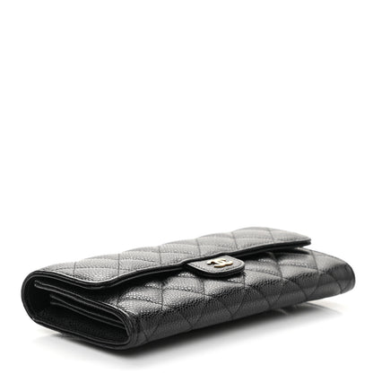 Chanel Caviar Quilted Large Gusset Flap Wallet Black 4 of 9