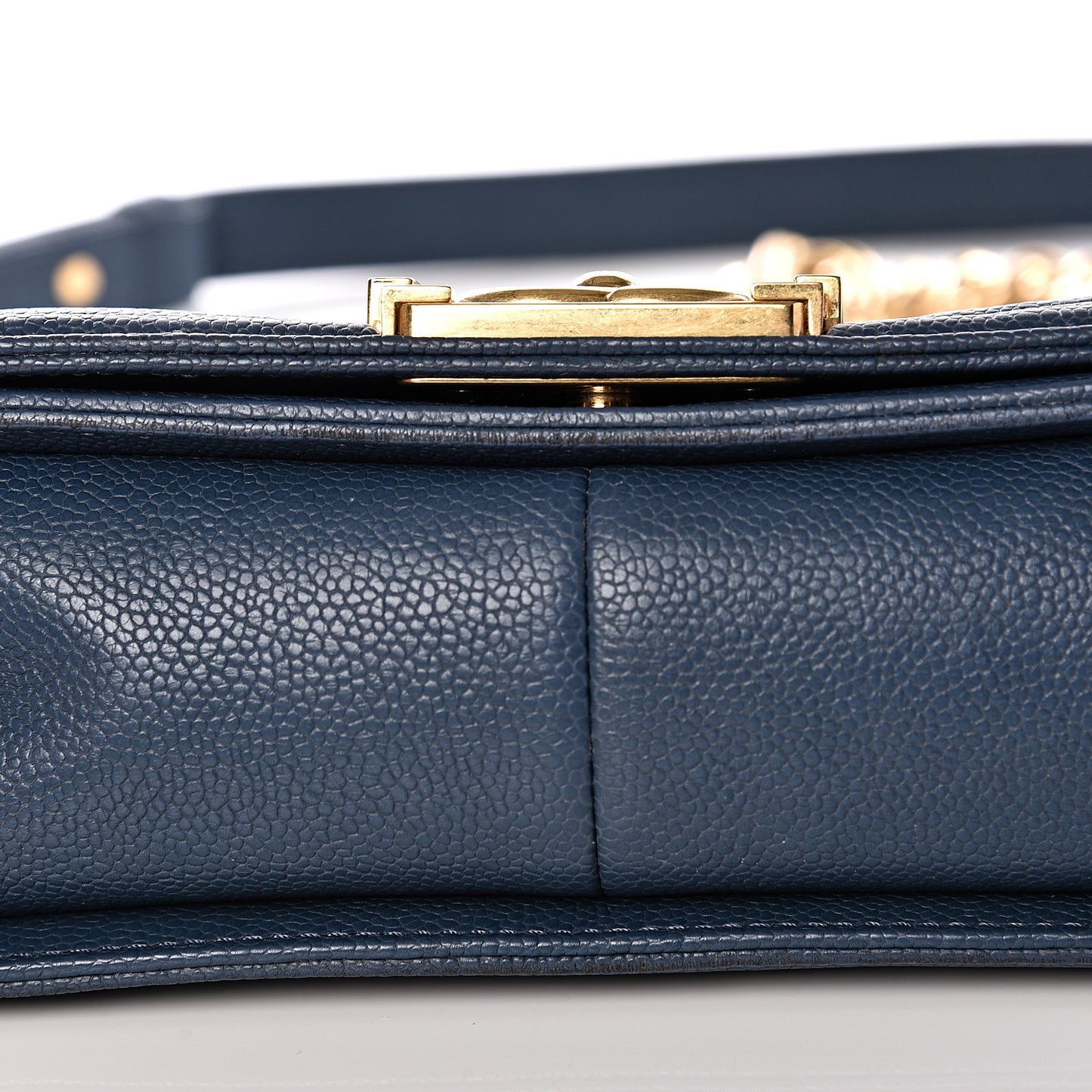 Caviar Quilted Medium Boy Flap Blue