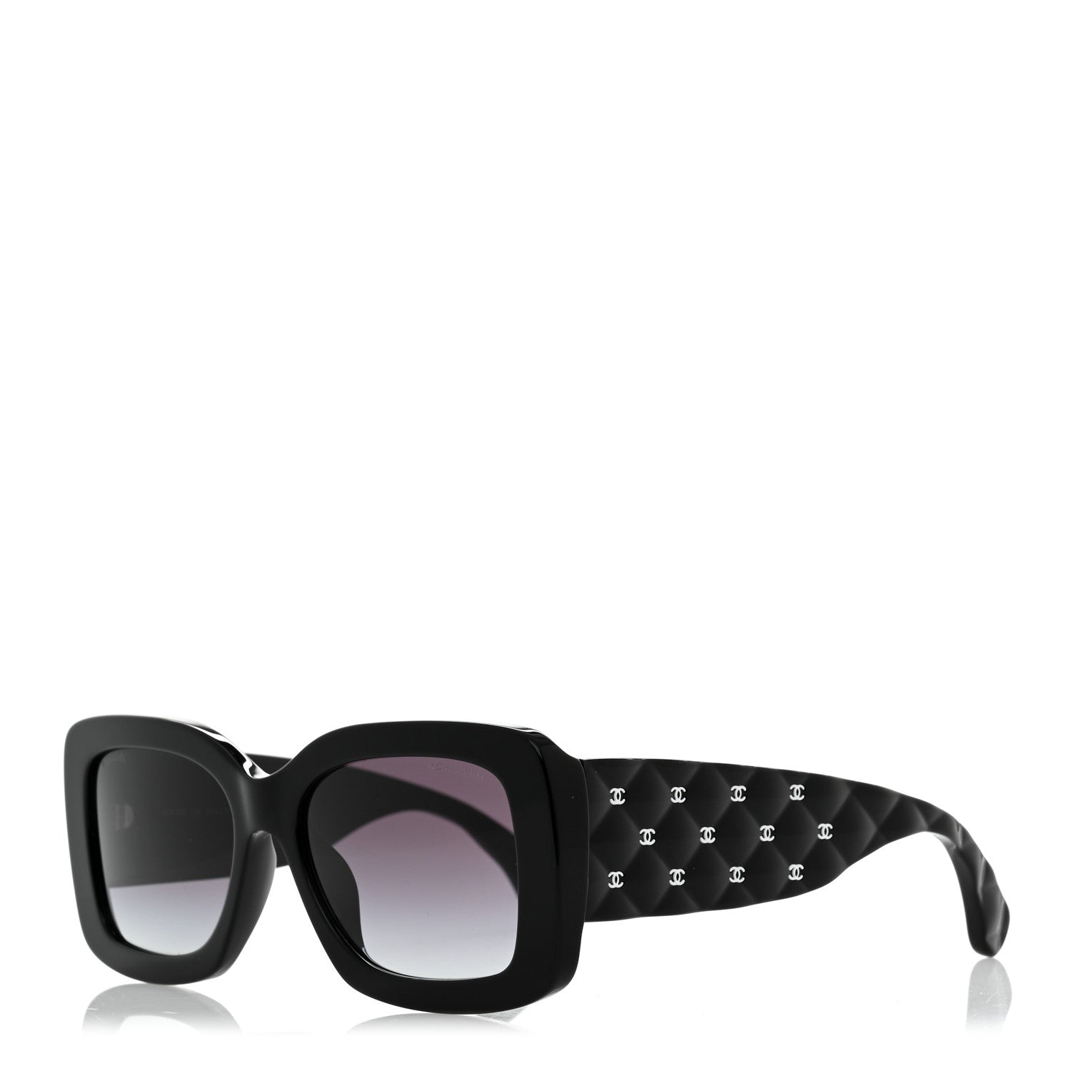 Chanel Acetate Quilted CC Rectangle Sunglasses 5483-A Black 1 of 7