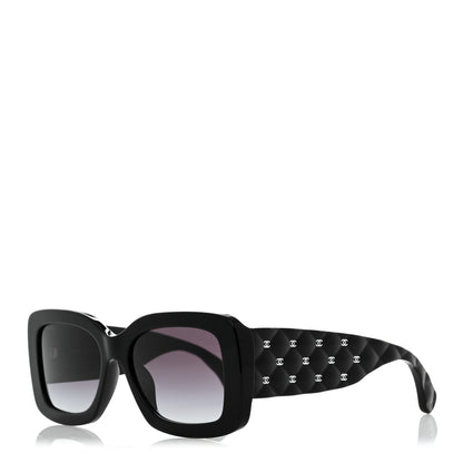 Chanel Acetate Quilted CC Rectangle Sunglasses 5483-A Black 1 of 7
