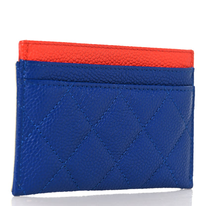 Chanel Caviar Quilted Filigree Card Holder Blue White Red 3 of 7