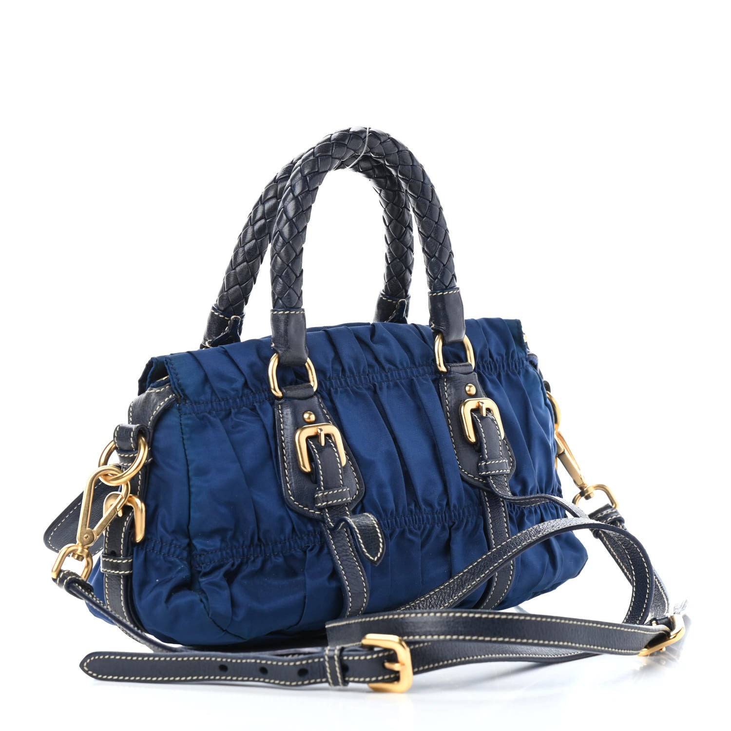Prada Tessuto Nylon Gaufre Shopping Satchel Bleuette 2 of 5