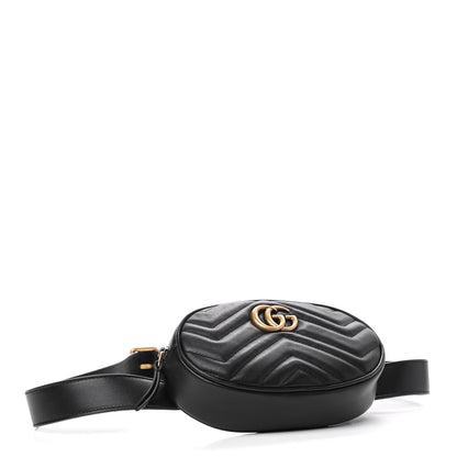 Gucci Calfskin Matelasse GG Marmont Belt Bag 85 34 Black 4 of 7