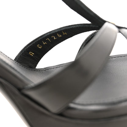 Chanel Lambskin Logo Platform Sandals 36 Black 9 of 10