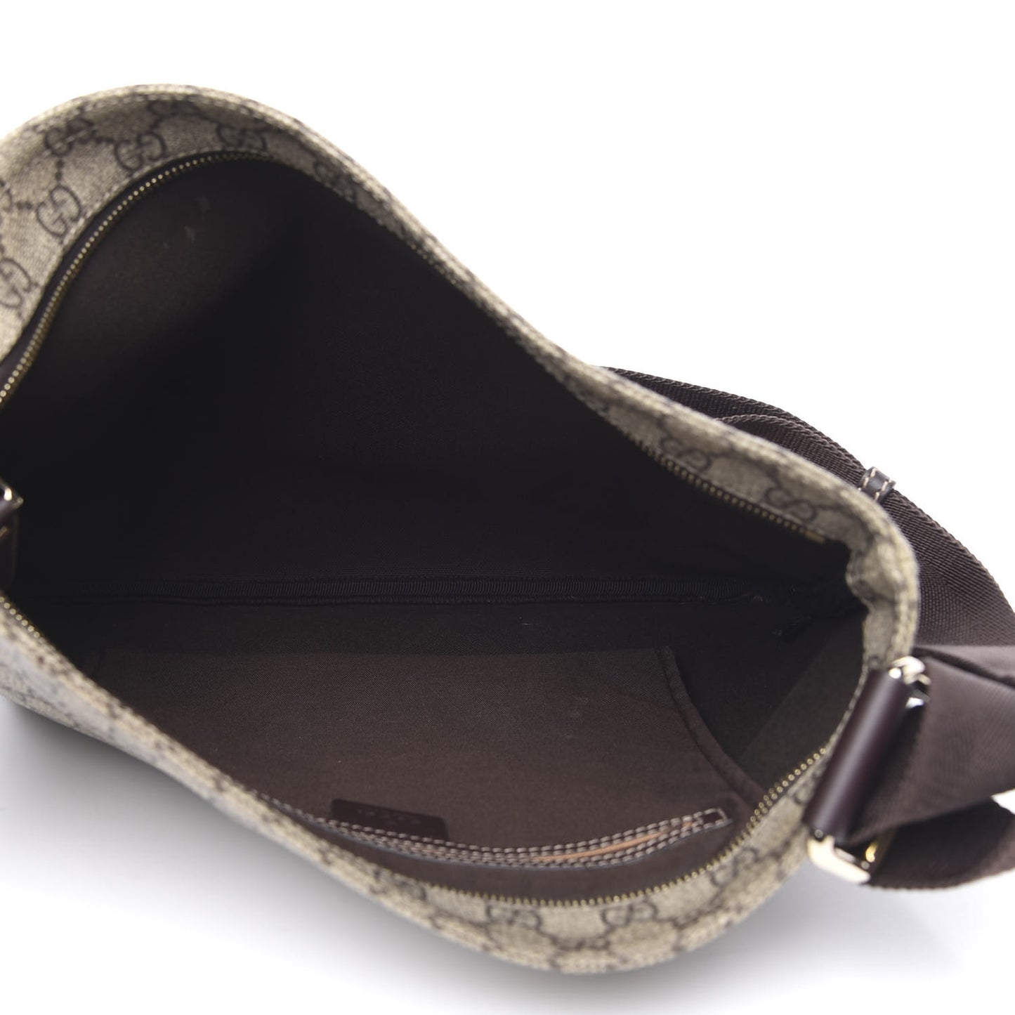GG Supreme Monogram Medium Flat Messenger Bag Dark Brown