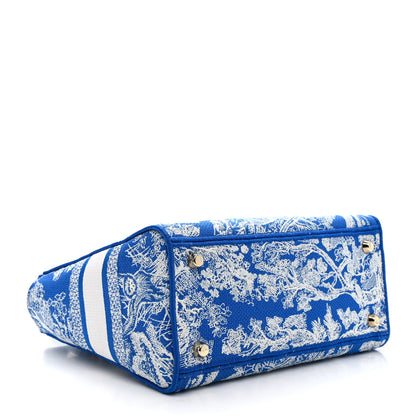 Christian Dior Canvas Toile De Jouy Reverse Embroidered Medium Lady D-Lite Fluorescent Blue 4 of 15