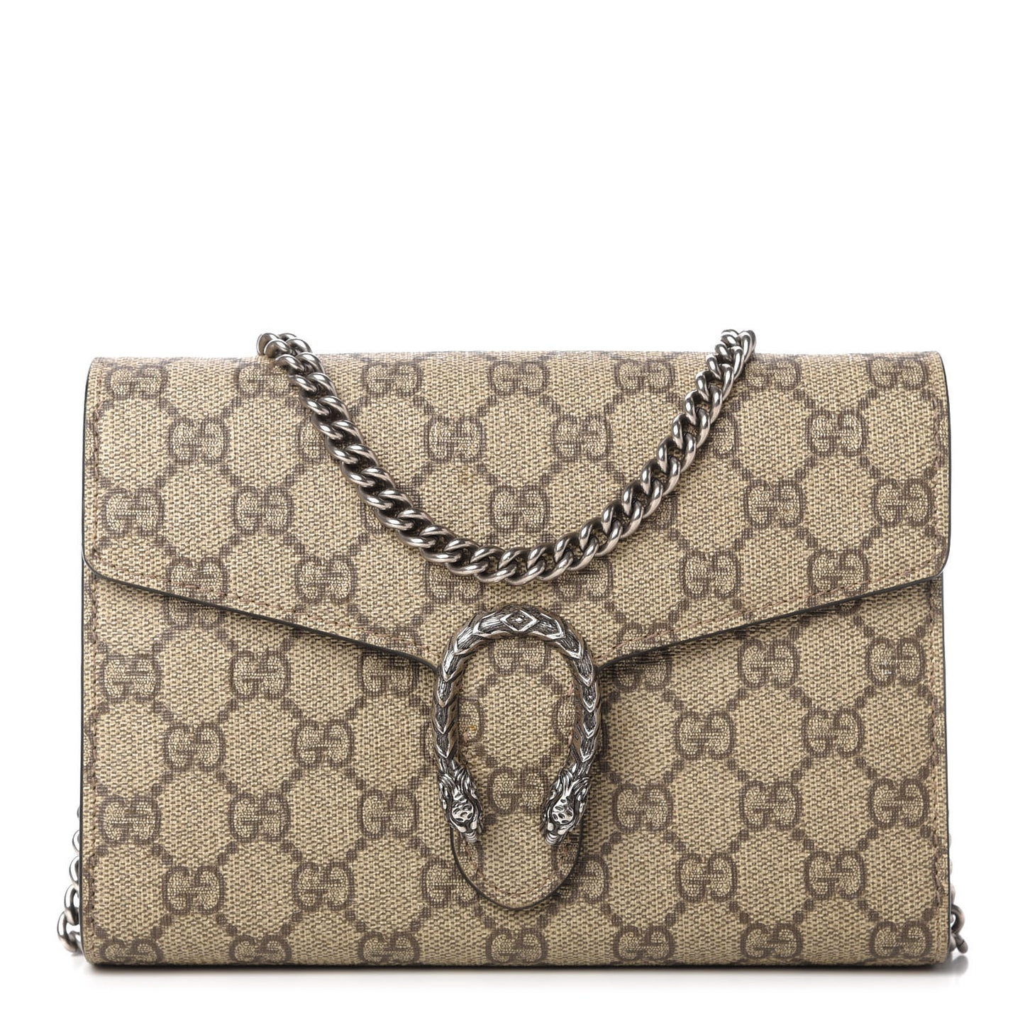GG Supreme Monogram Mini Dionysus Chain Wallet Beige Black