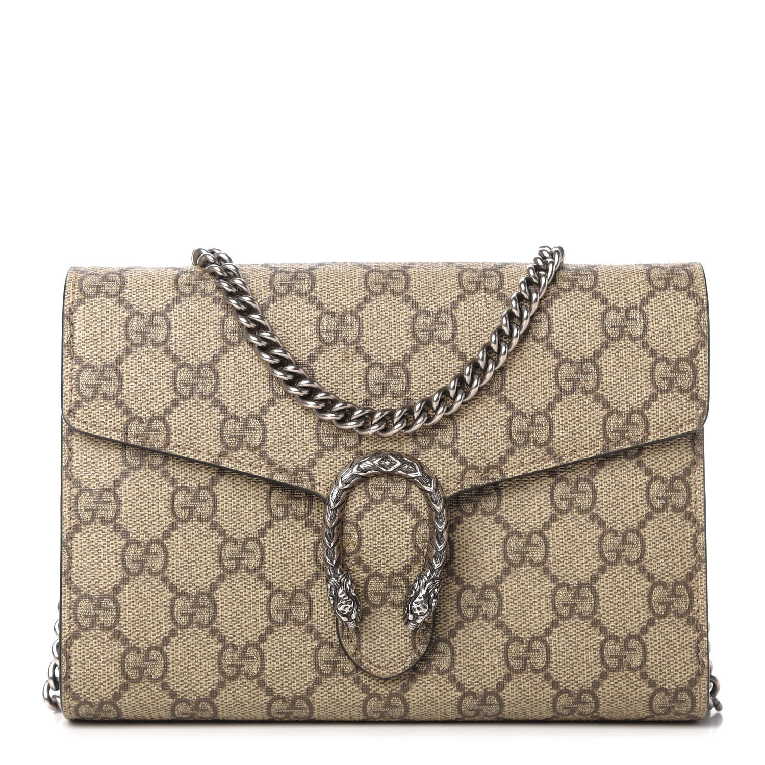 Gucci GG Supreme Monogram Mini Dionysus Chain Wallet Beige Black 1 of 11