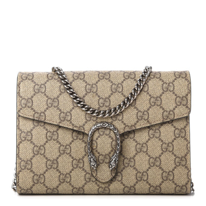 Gucci GG Supreme Monogram Mini Dionysus Chain Wallet Beige Black 1 of 11