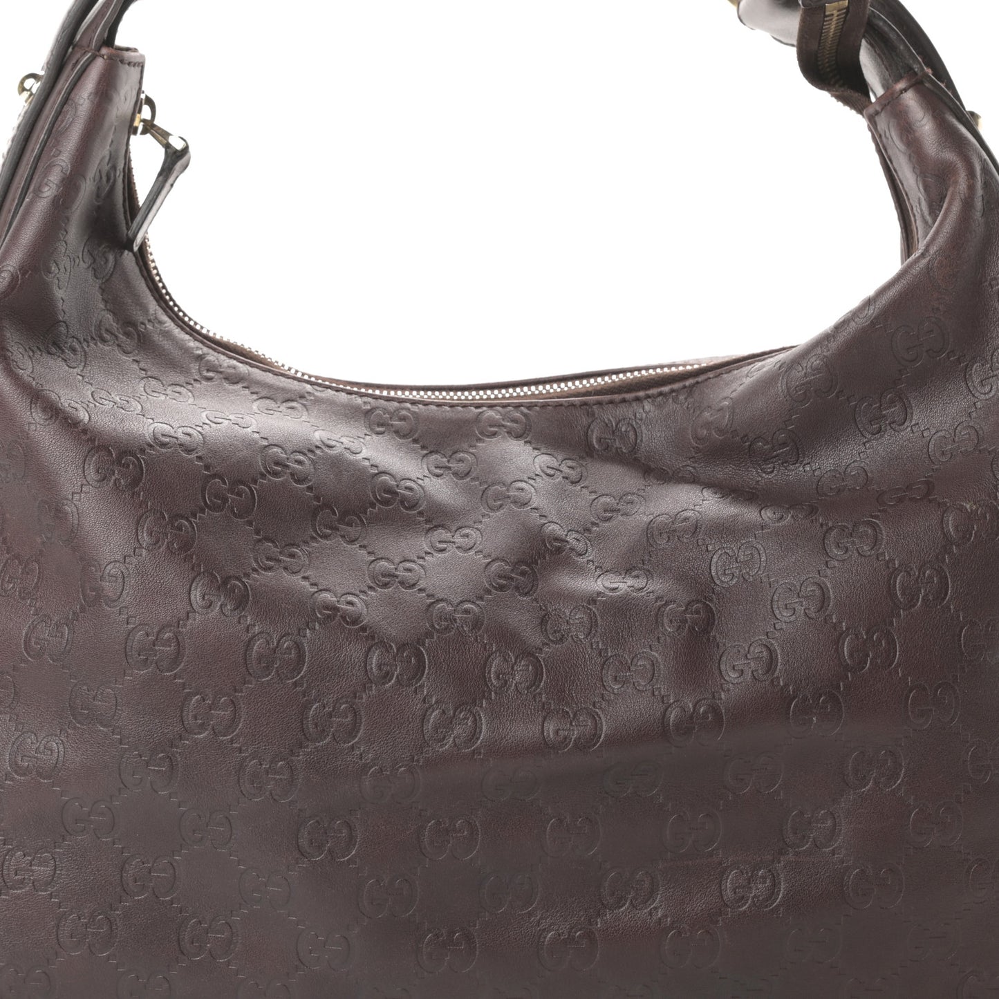 Guccissima Medium Horsebit Chain Hobo Dark Brown