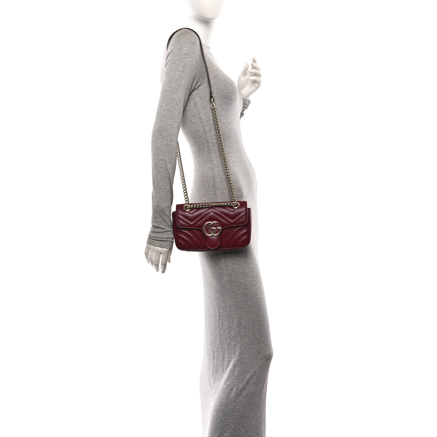 Gucci Calfskin Matelasse Mini GG Marmont Shoulder Bag Rosso Ancora 2 of 11