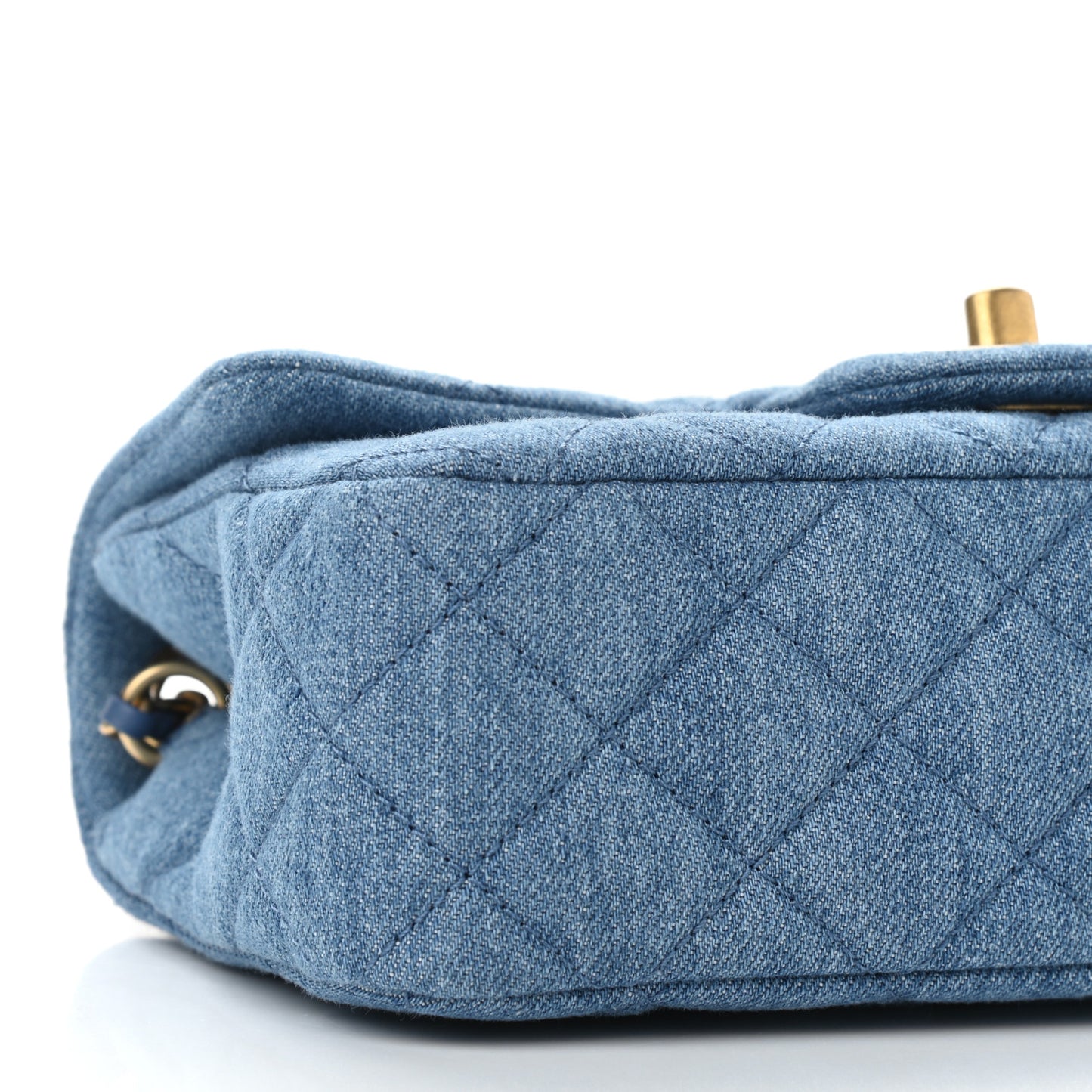 Denim Quilted Mini Pearl Crush Rectangular Flap Blue