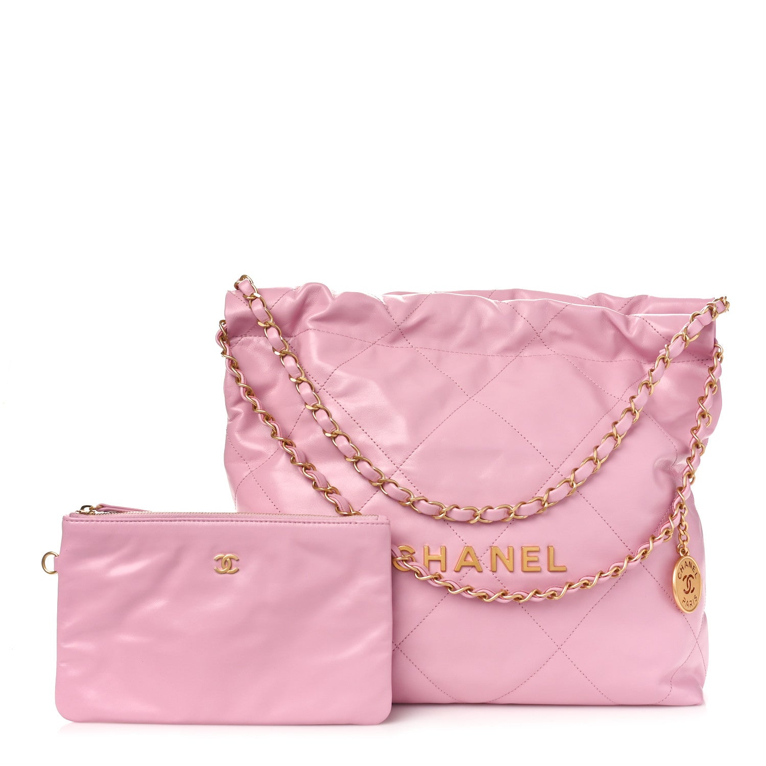 Chanel Shiny Calfskin Quilted Small Chanel 22 Pink 1 of 10