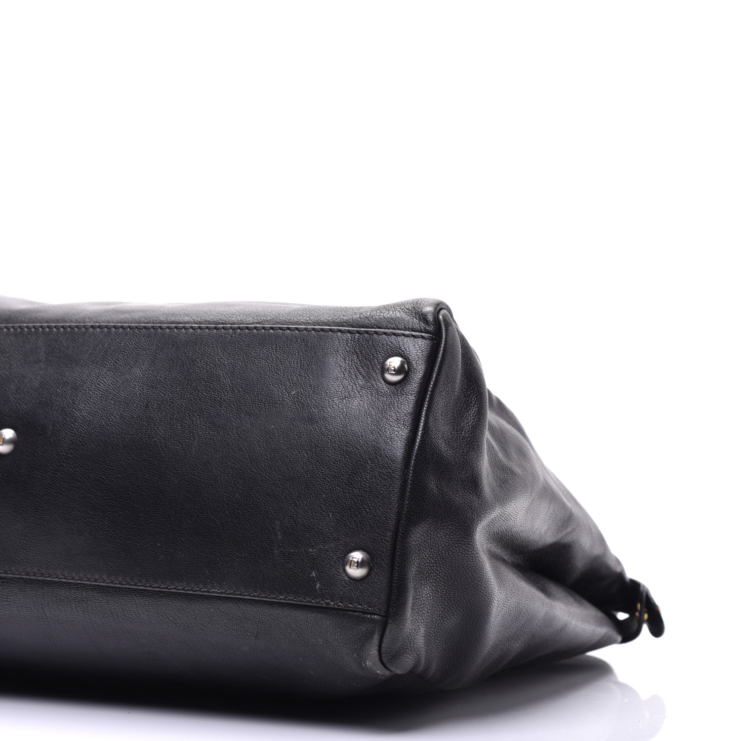 Fendi Goatskin Large Peekaboo Iconic Satchel Black 9 of 11
