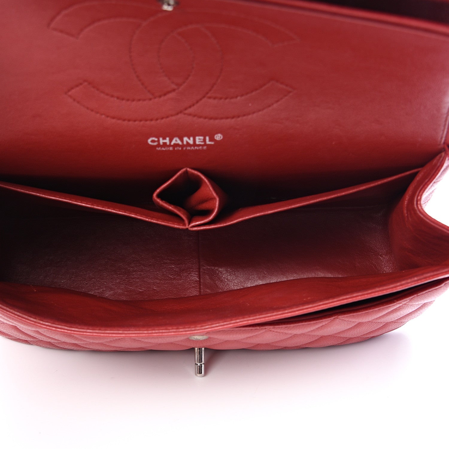 Chanel Caviar Quilted Jumbo Double Flap Red 4 of 10