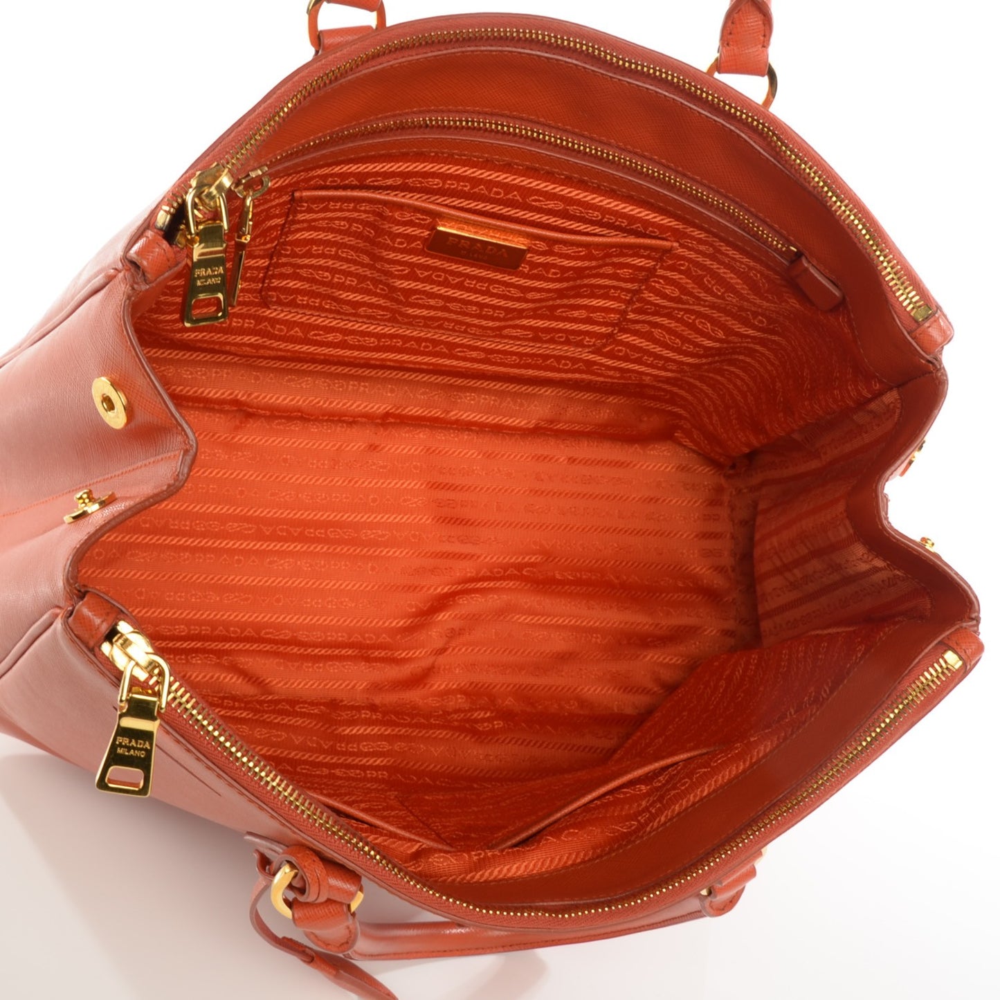Saffiano Large Galleria Double Zip Tote Papaya