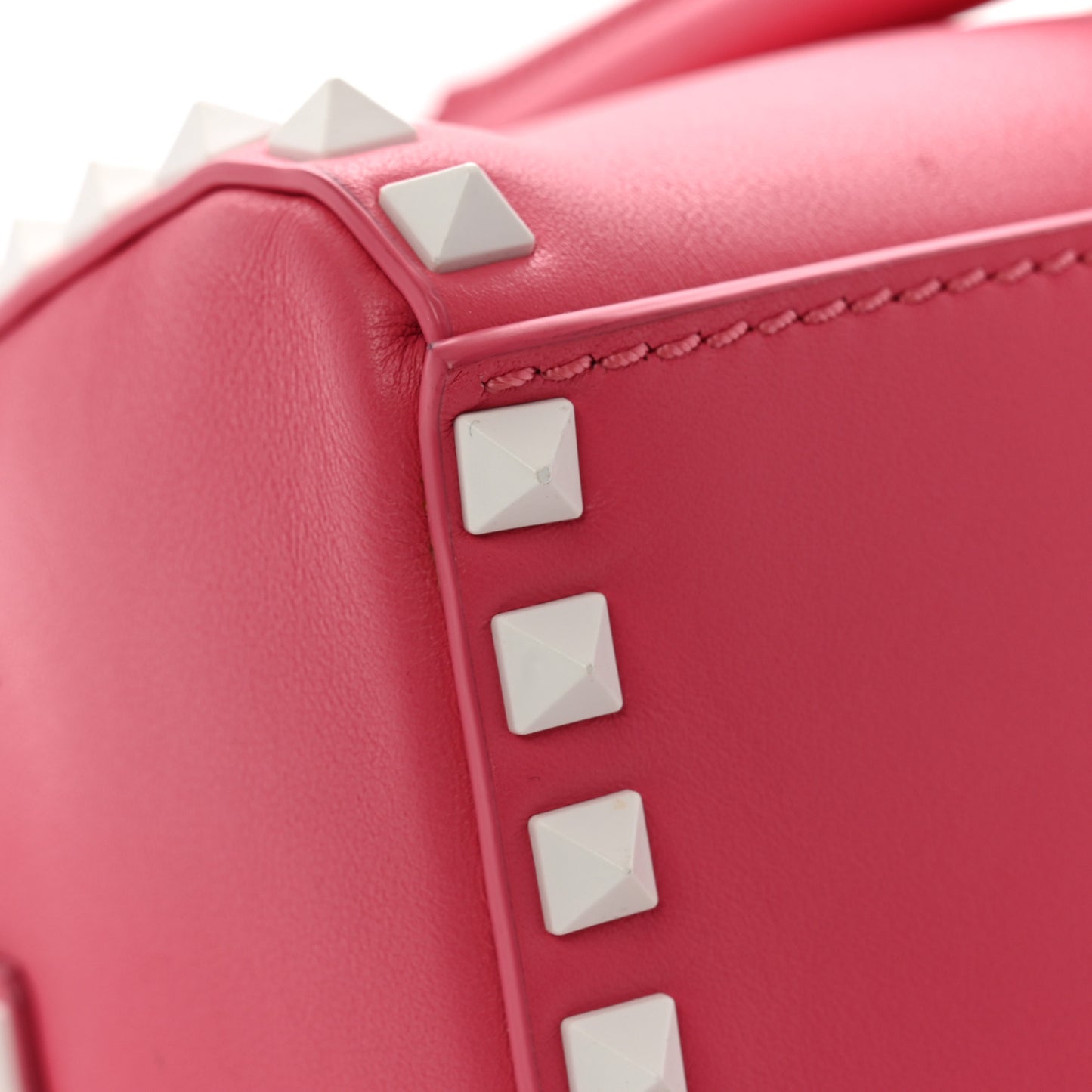 Vitello Colorblock Free Rockstud Top Handle Shoulder Bag Pink Optic White