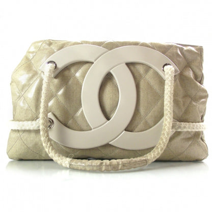 Chanel Coated Canvas Large CC Yacht Tote Beige White 1 of 12
