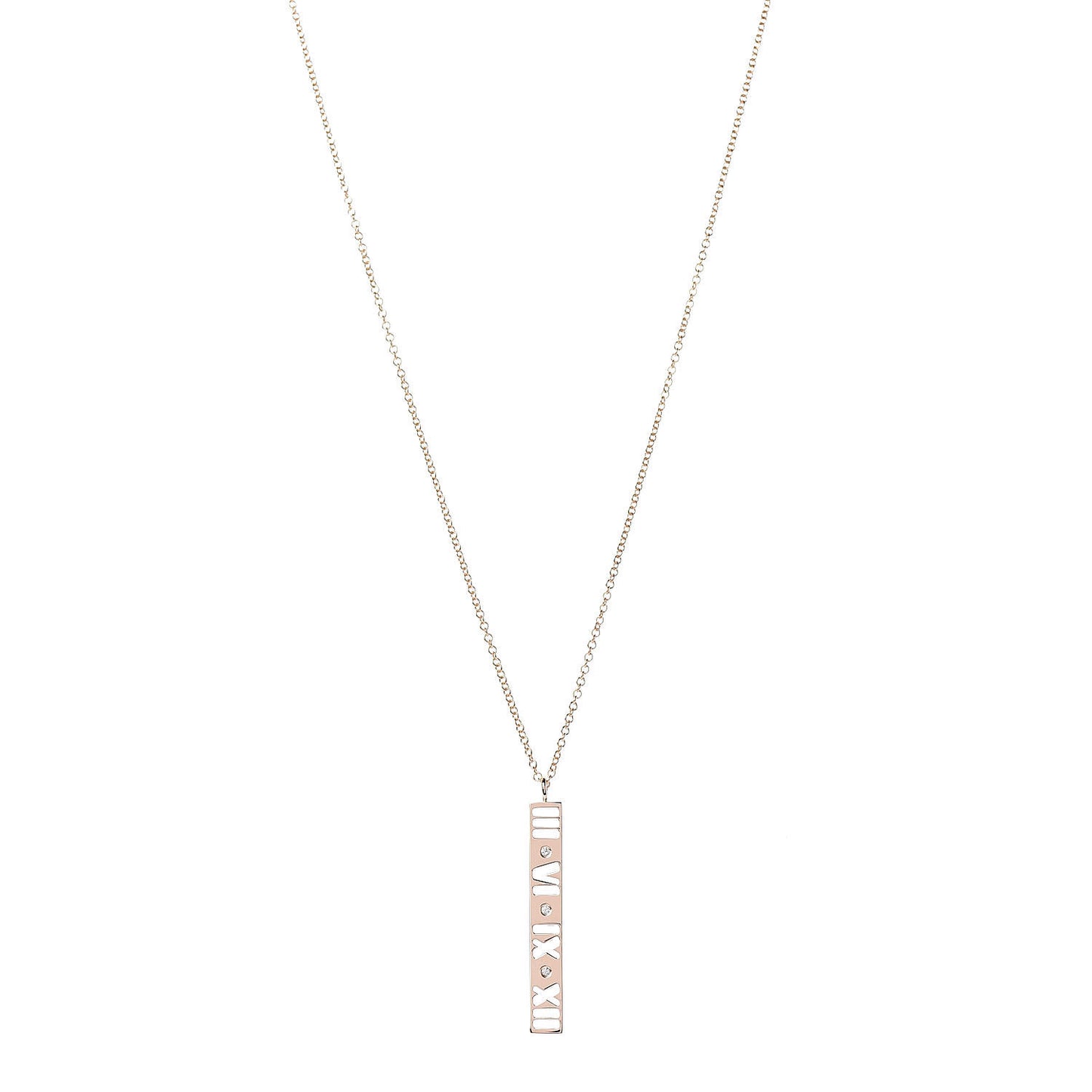 18K Rose Gold Diamond Atlas Bar Pendant Necklace