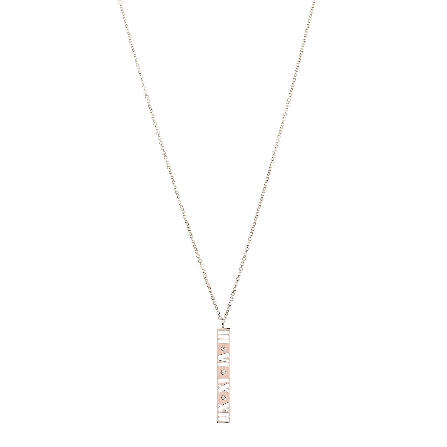 Tiffany 18K Rose Gold Diamond Atlas Bar Pendant Necklace 1 of 7