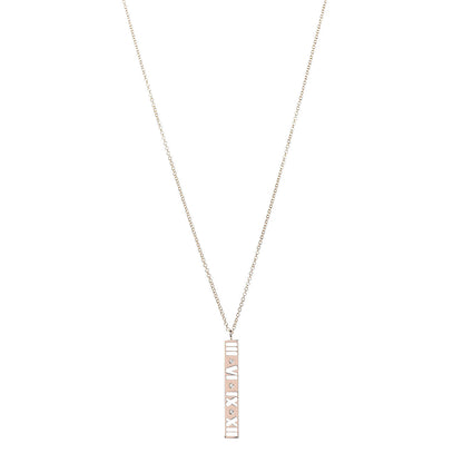 Tiffany 18K Rose Gold Diamond Atlas Bar Pendant Necklace 1 of 7