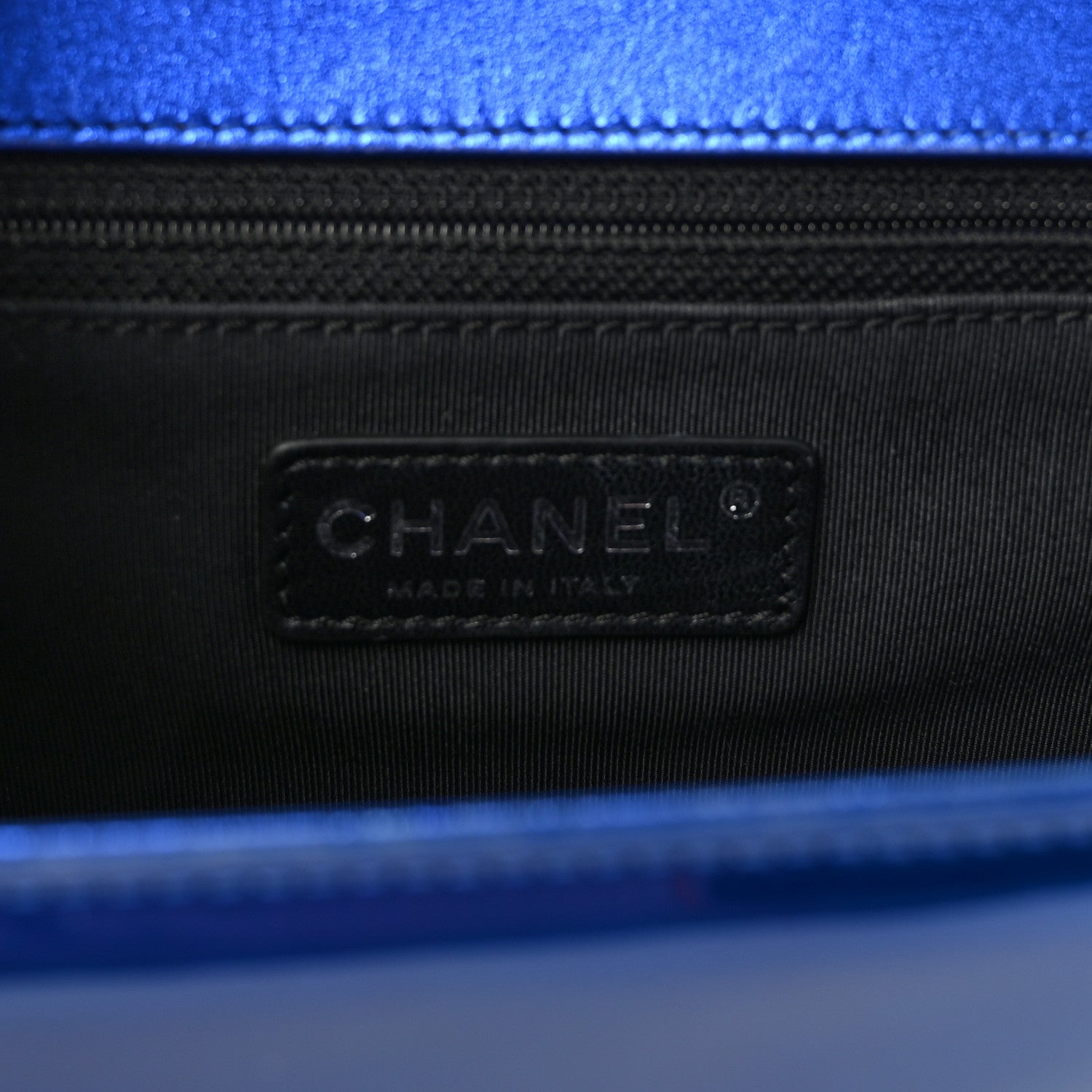 Chanel Metallic Patent Quilted New Medium Boy Flap Blue 6 of 10