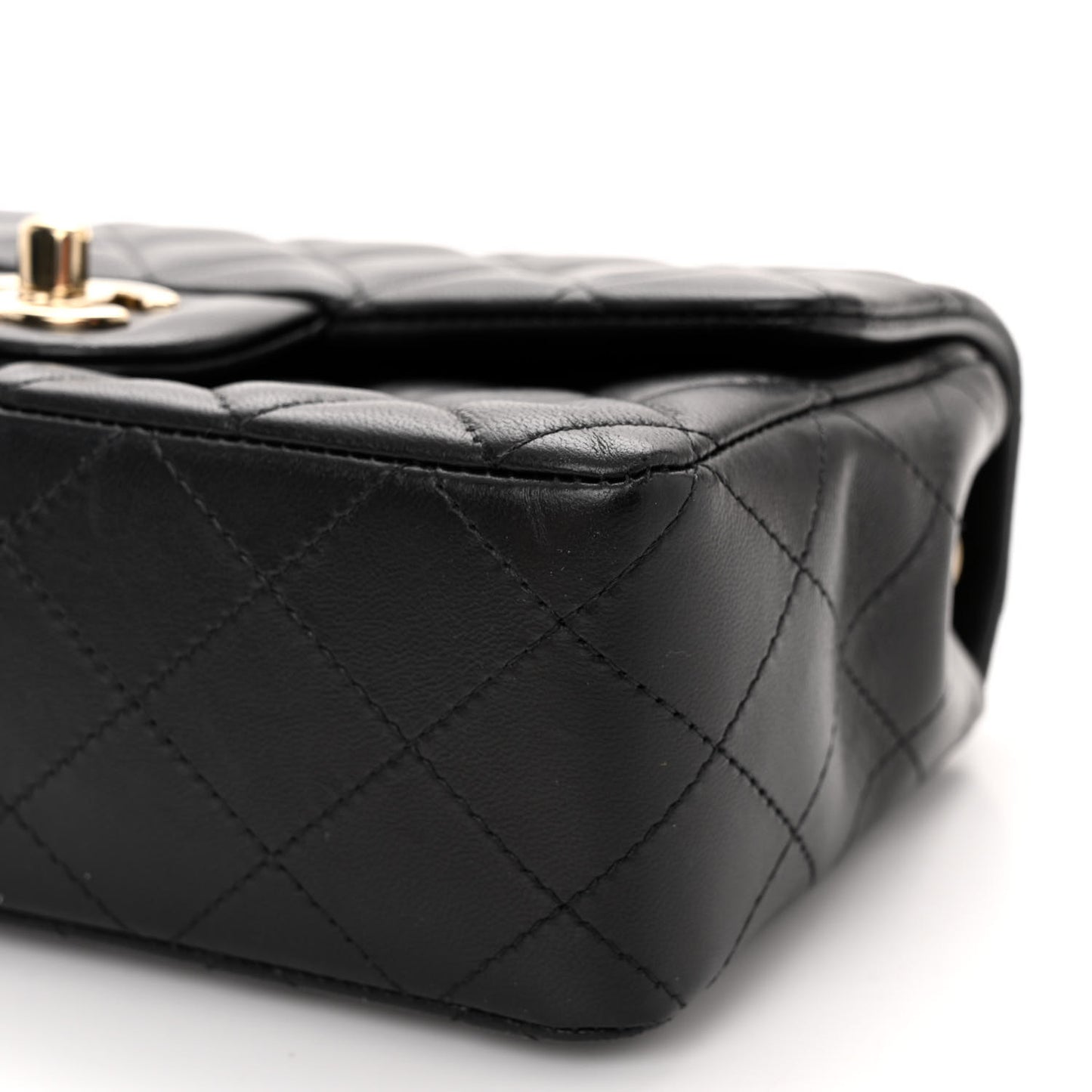 Lambskin Quilted Mini Rectangular Flap Black