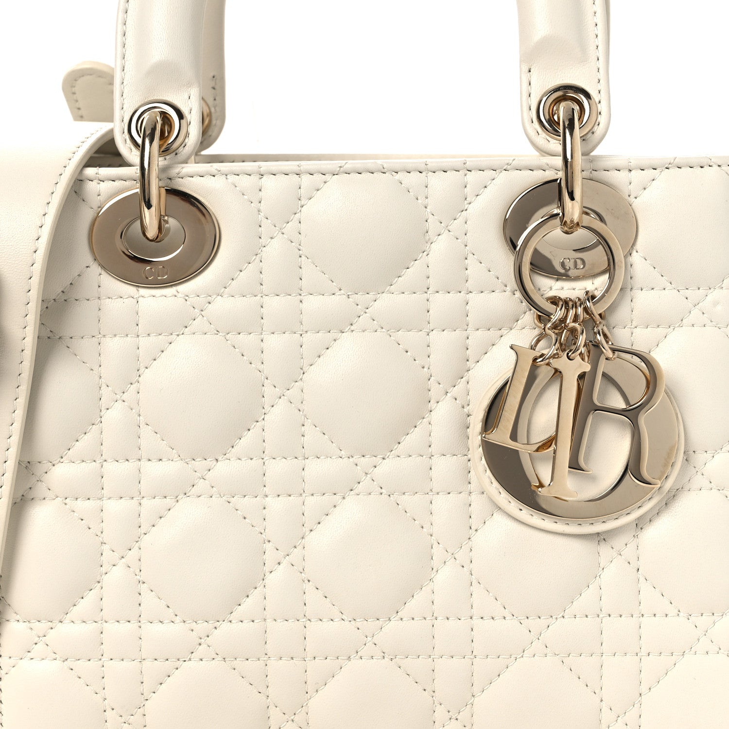Christian Dior Lambskin Cannage Small My ABCDior Lady Dior White