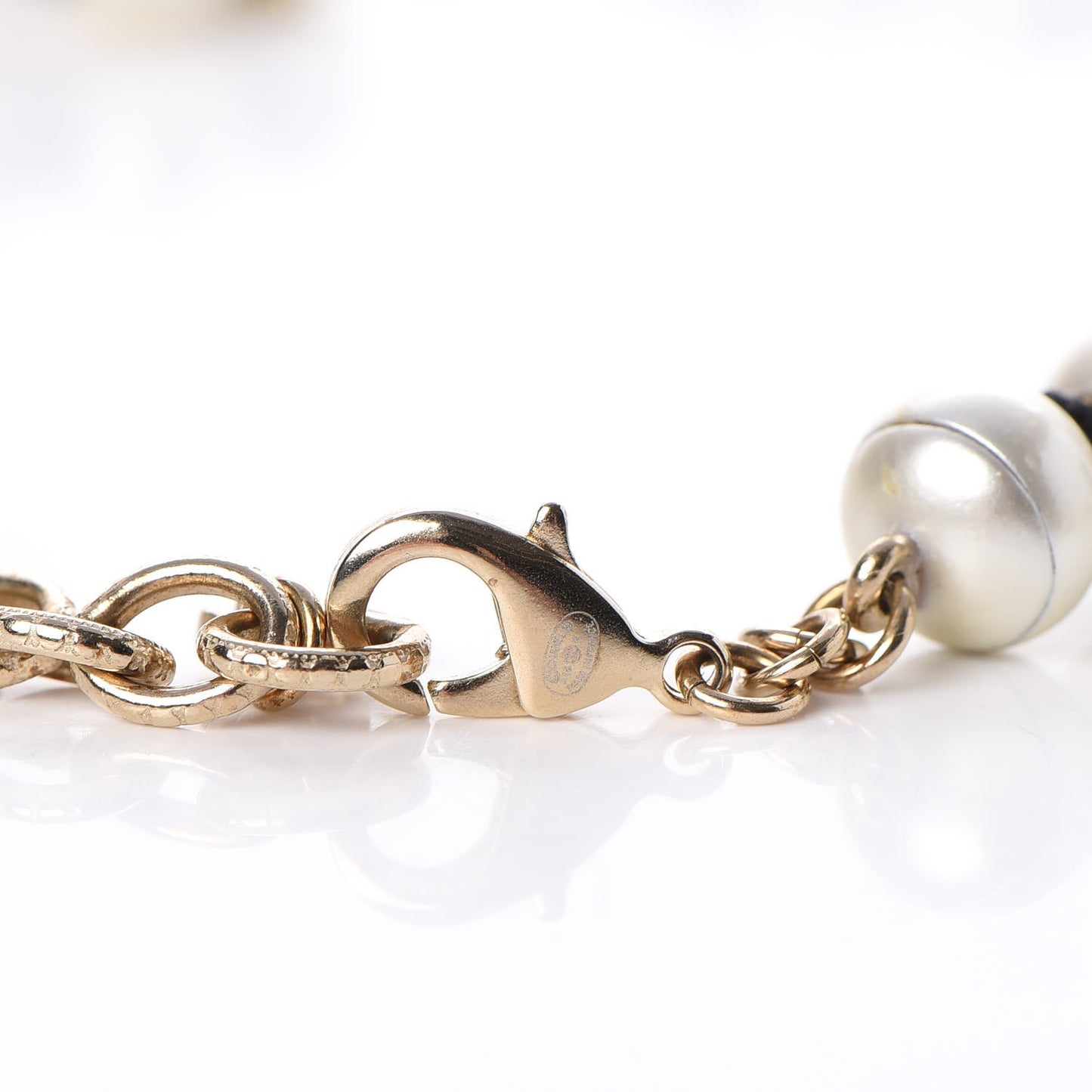 Pearl CC Long Necklace Gold