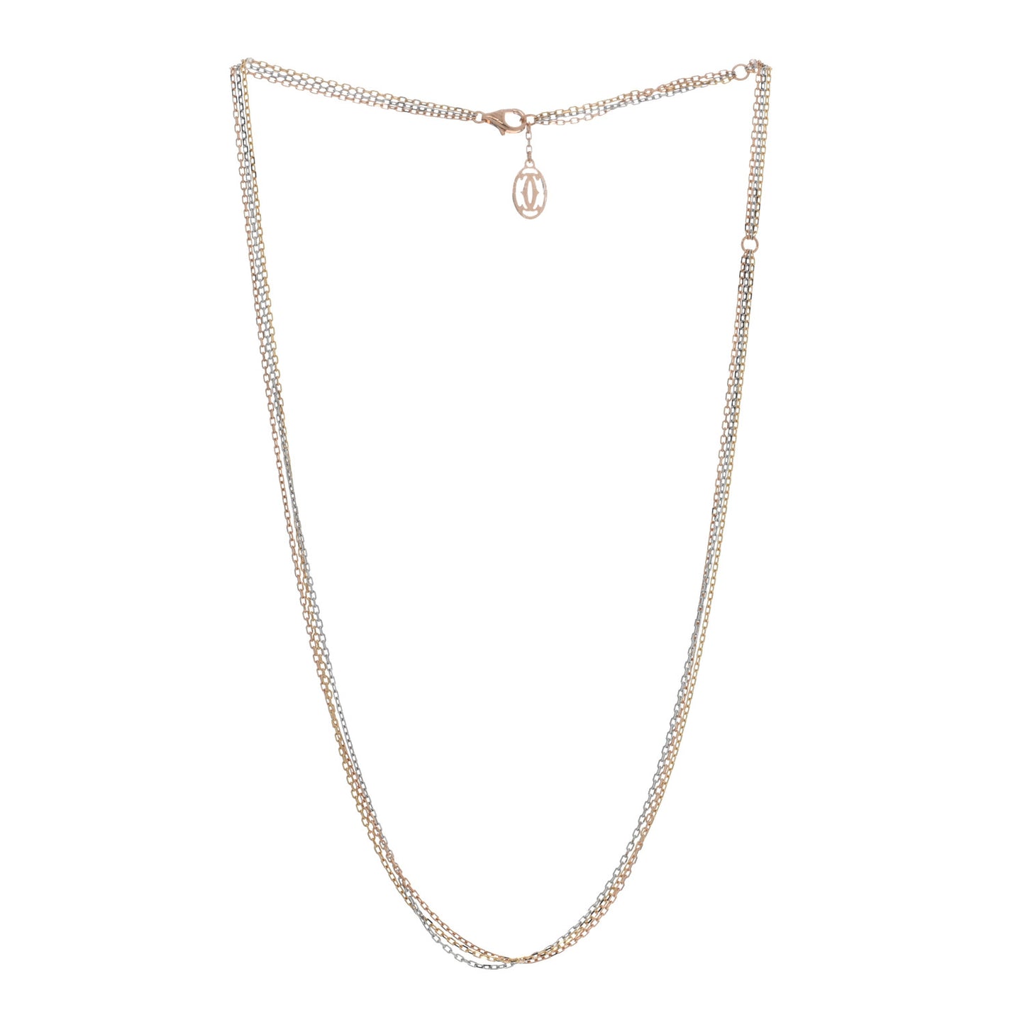 18K Pink Yellow White Gold Three Chain Necklace