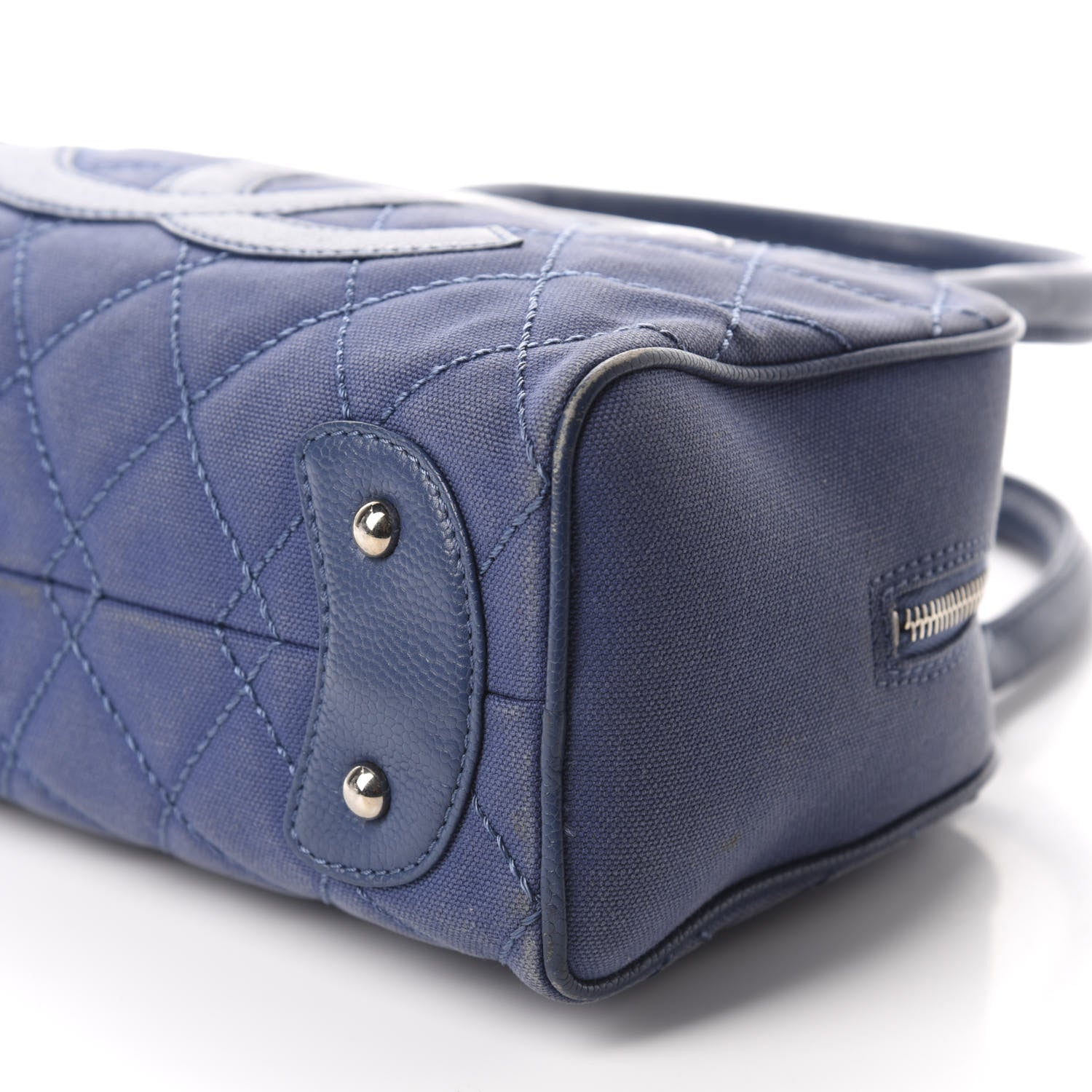 Chanel Canvas Quilted Small Bowler Navy Blue 8 of 11
