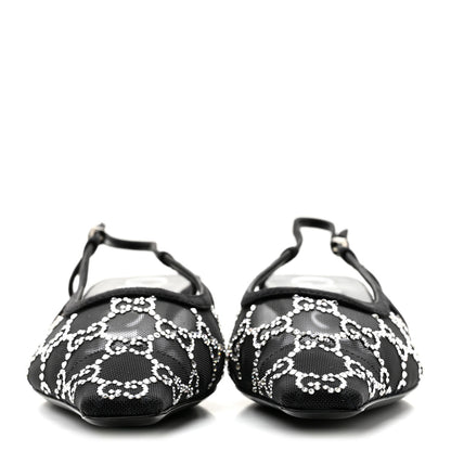 Gucci Tela Retino Kid Scamosciato Crystal GG Monogram Square G 35mm Slingback Pumps 36.5 Black 3 of 8