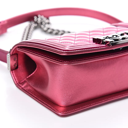 Chanel Metallic Patent Calfskin Quilted Small Boy Flap Pink 8 of 12