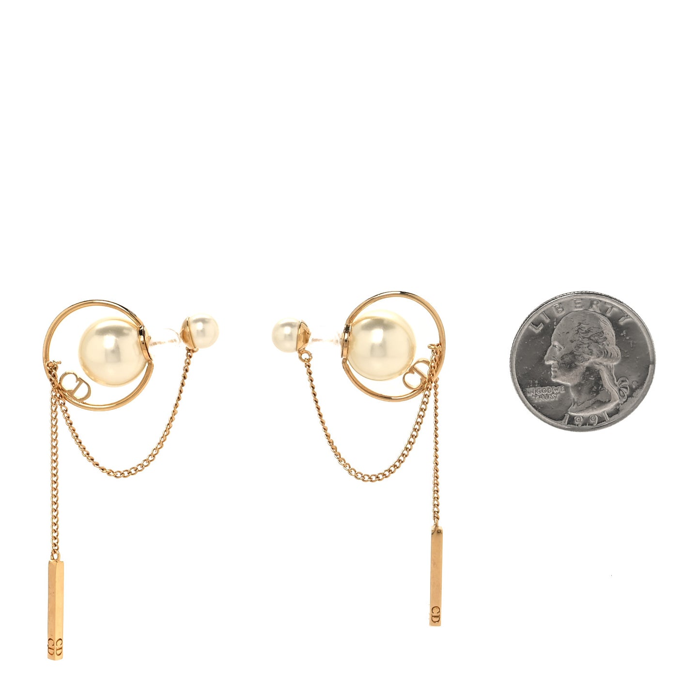 Pearl Tribales Dangle Chain Earrings Gold
