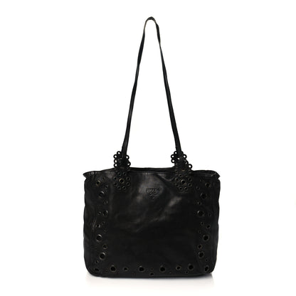 Prada Soft Calfskin Studded Tote Black 1 of 9