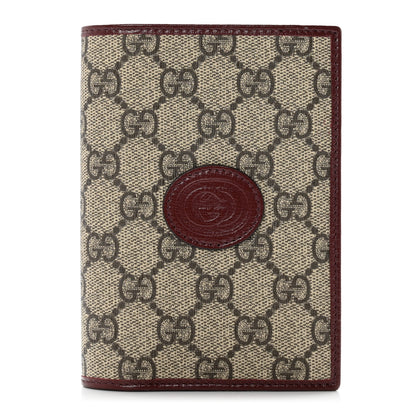 Gucci GG Supreme Monogram Azalea Calfskin Retro Interlocking G Passport Case Beige Red 1 of 7