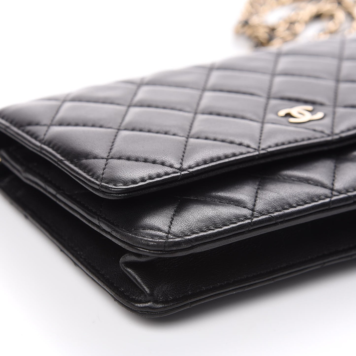 Lambskin Quilted Wallet On Chain WOC Black