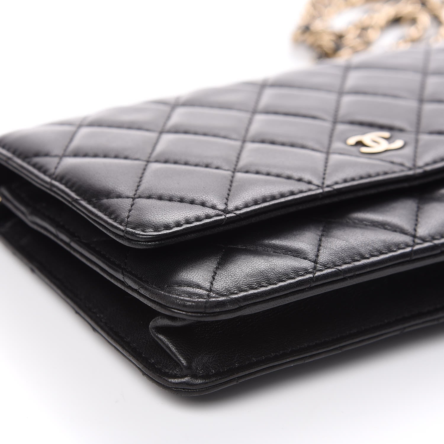 Chanel Lambskin Quilted Wallet On Chain WOC Black 10 of 12